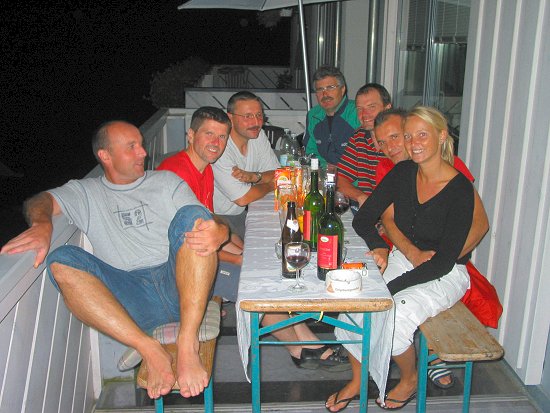 Gruppenbild mit Dame: Reinhard, Joachim, Carlo, Max, Markus, Werner und Susi