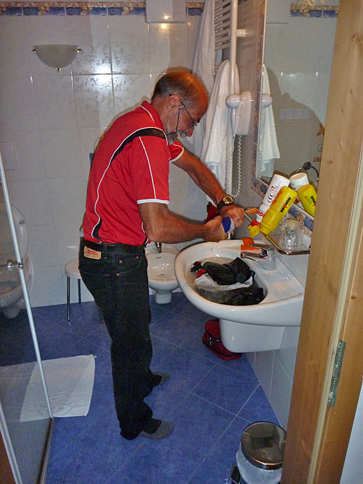 Auswaschen der Radkleidung ...