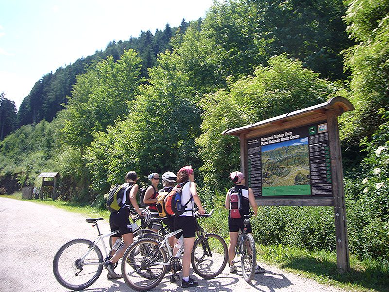 Eine Gruppe M&auml;dels auf Mountainbikes, doch statt flirten ...