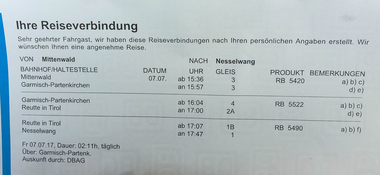 Mit dem Zug fahre ich nach Nesselwang zurück