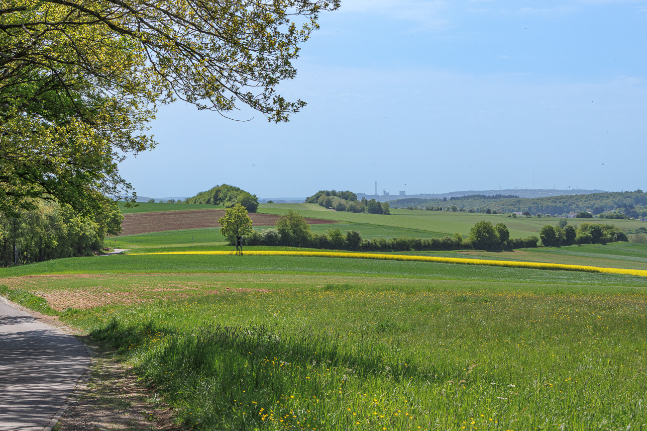 Am Horizont sieht man das Kraftwerk Weiher