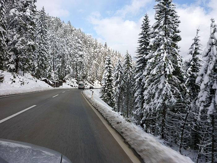 Schnee-Überraschung auf der Rückfahrt ...