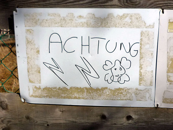 Achtung, gefährliche Schafe (sind heute jedoch nicht da) ;-)