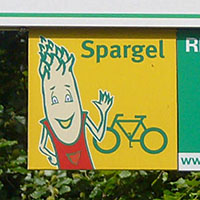 Kennzeichnung des Radwegs, leider nicht durchgängig