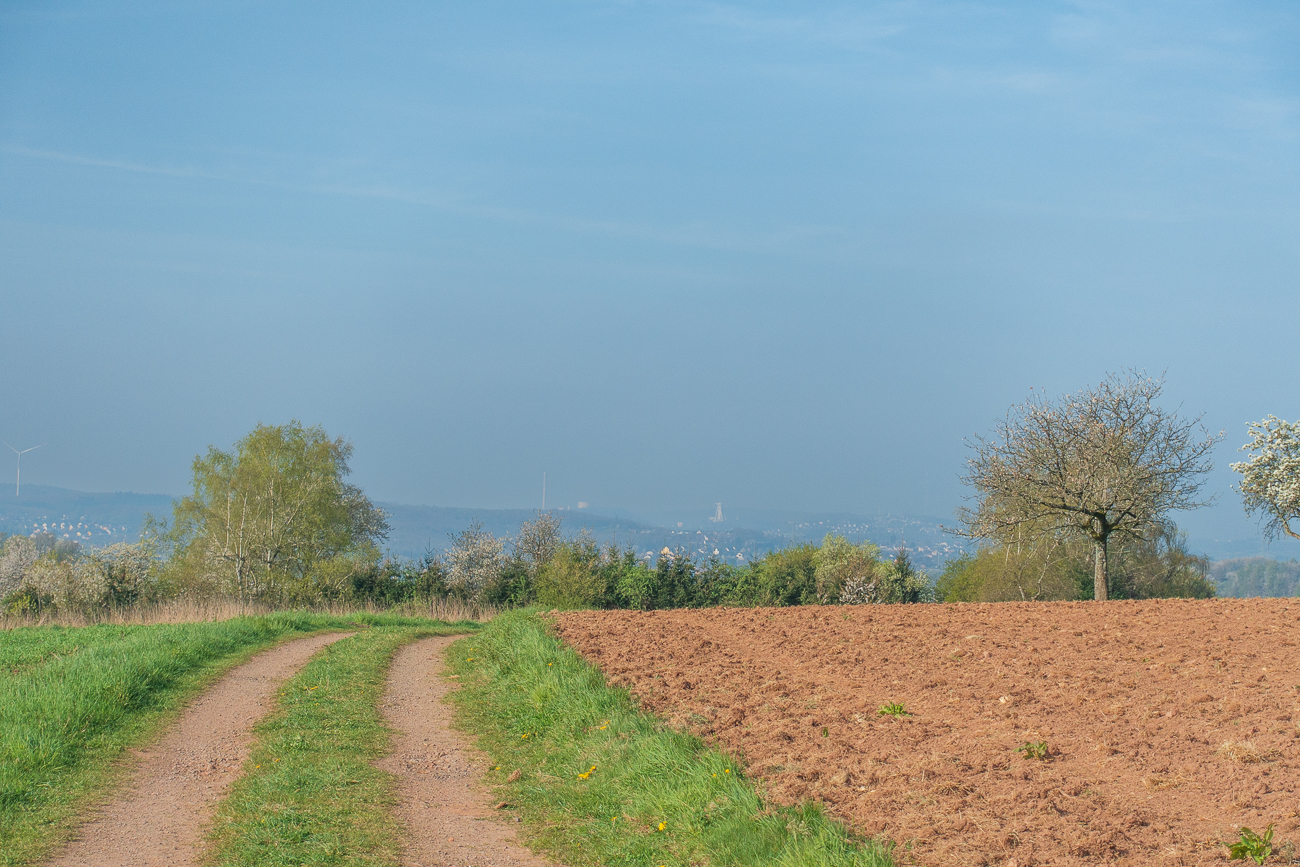 Blick auf die Grube Göttelborn am diesigen Horizont