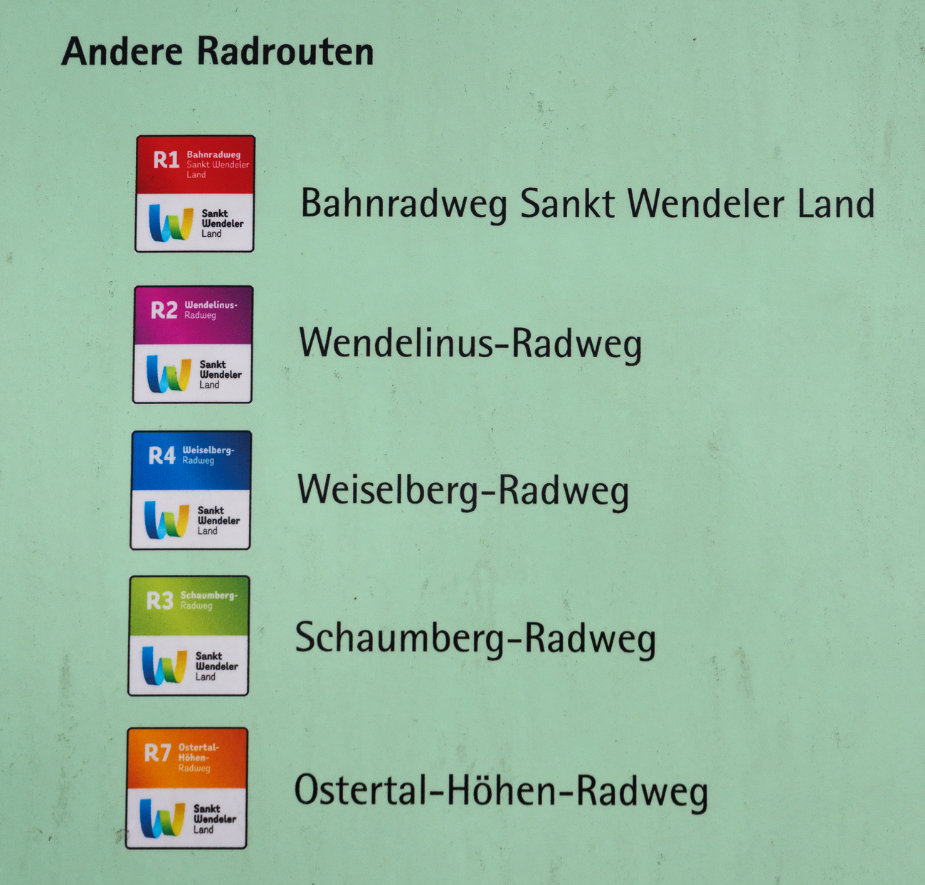 Weitere nummerierte Radrouten